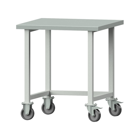 Arbeitstisch, Modell 120, ZBP 40 mm, RAL 7035, 890 x 800 x 800 mm - Arbeitstisch 800 mm fahrbar