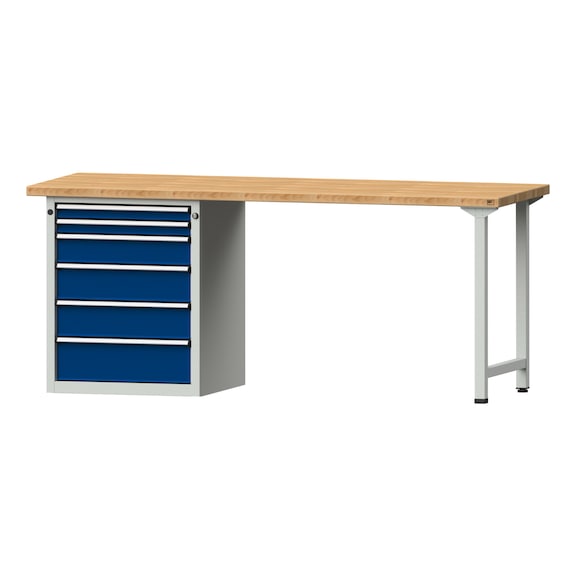 Kombiwerkbank V/T-BL1500/2000 mm Modell 832 BMP 40mm RAL 7035/5010, 840x2000x700 - Kombiwerkbank V - BL 2000 mm Modelle 821 VH - 850 VH