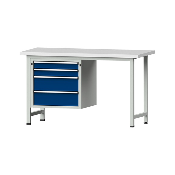 Kombiwerkbank V/T-BL1500/2000 mm Modell 707 KSP 40mm RAL 7035/5010, 890x1500x700 - Kombiwerkbank V - BL 1500 mm Modelle 501 V - 709 V