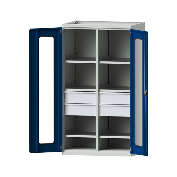 Schwerlastschrank T690mm - H1950mm, Modell 202, RAL 7035/RAL 5010, 620.014.0093 - Werkstattschrank