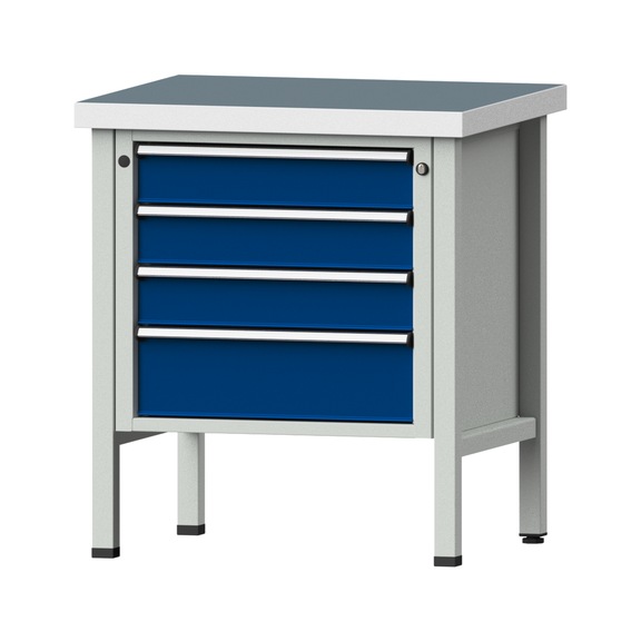 Box workbench V/T-BL 800 mm, model 25, UBP 50 mm, RAL 7035/5010, 900x800x700 - Cabinet workbench 1 block