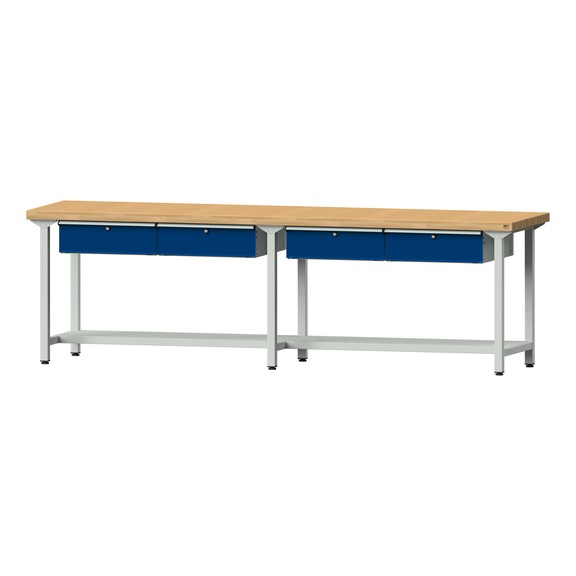 Work table, model 95, BMP 50 mm, RAL 7035/RAL 5010, 850 x 2800 x 700 mm - Working table 2800 mm static