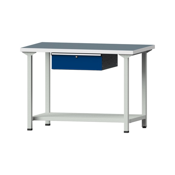 Work table, model 133, UBP 40 mm, RAL 7035/RAL 5010, 890 x 1270 x 800 mm - Working table 1270 mm static