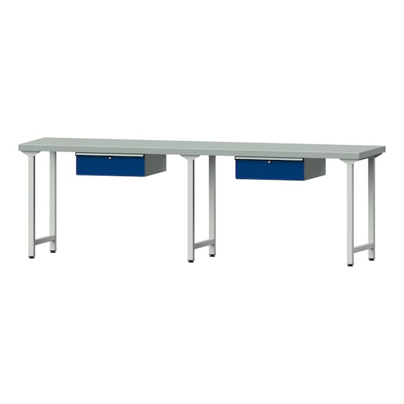 Work table, model 93, ZBP 50 mm, RAL 7035/RAL 5010, 900 x 2800 x 700 mm - Working table 2800 mm static