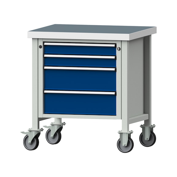 Kastenwerkbank V/T-BL 800 mm, Modell 21, UBP 50 mm, RAL 7035/5010, 900x800x700 - Kastenwerkbank V - BL 1 Block