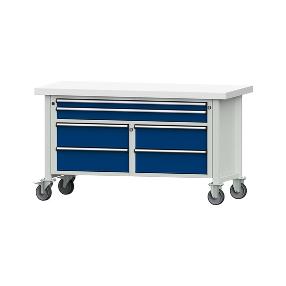 Kastenwerkbank 1500 3-teilig Gehäuse Modell 255 KSP 50 mm 7035/5010 850x1500x700 - Kastenwerkbank V - BL 2 Blöcke 1500 3-teilig