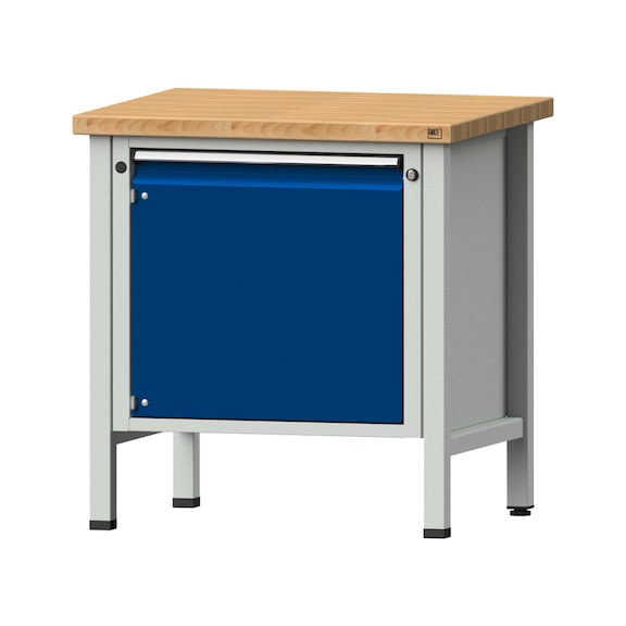 Kastenwerkbank V/T-BL 800 mm, Modell 12, BMP 40 mm, RAL 7035/5010, 840x800x700 - Kastenwerkbank V - BL 1 Block