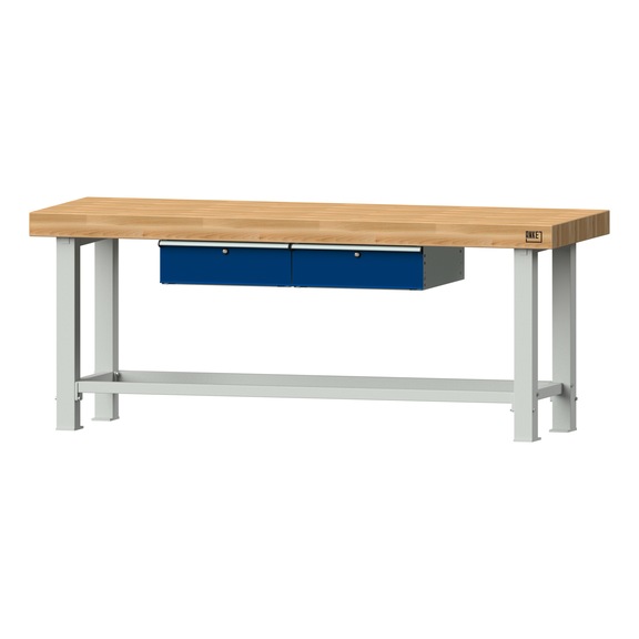 Heavy-duty work table, model 202, BMP 100 mm, RAL 7035/RAL 5010 - Working table heavy-duty