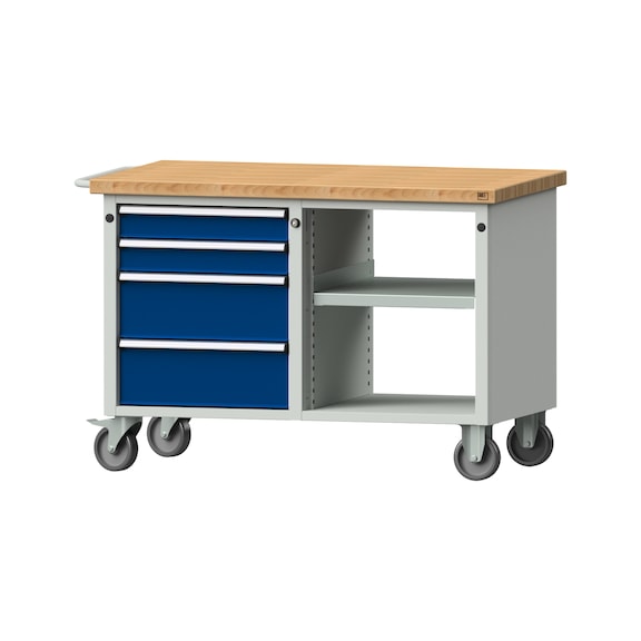 Workshop trolley V/T, model 111, BMP 40 mm, RAL 7035/RAL 5010, height 790 mm - Workshop trolley