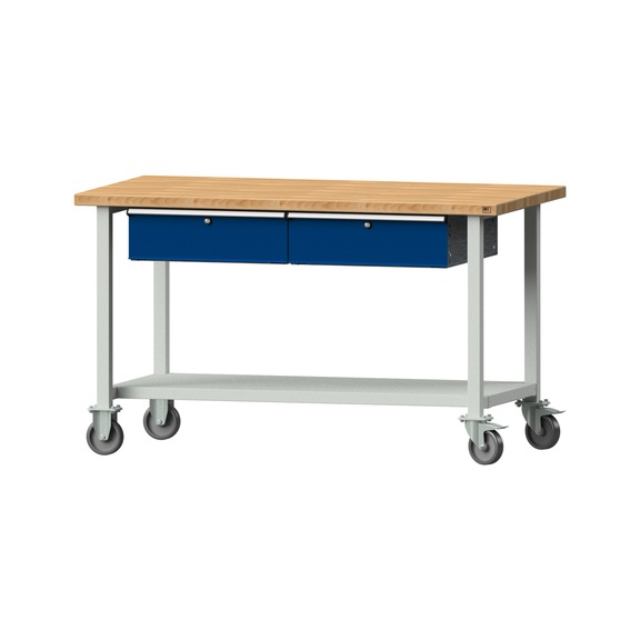 Work table, model 165, BMP 40 mm, RAL 7035/RAL 5010, 890 x 1500 x 800 mm - Working table 1500 mm movable