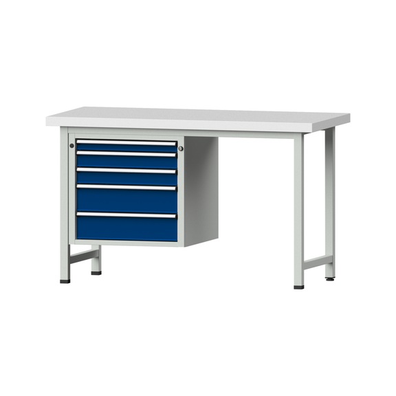 Combination workbench V/T-BL1500/2000 mm Model 703 KSP 50 mm RAL 7035/5010, 900 x 1500 x 700 - Combination workbench 1500 mm models 501 V - 709 V