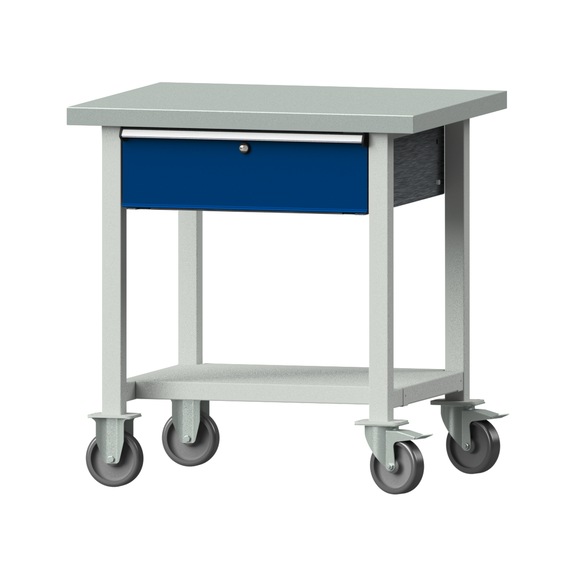 Work table, model 23, ZBP 40 mm, RAL 7035/RAL 5010, 840 x 800 x 700 mm - Working table 800 mm movable