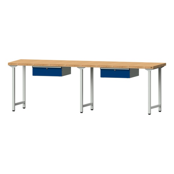 Work table, model 193, BMP 50 mm, RAL 7035/RAL 5010, 900 x 2800 x 800 mm - Working table 2800 mm static