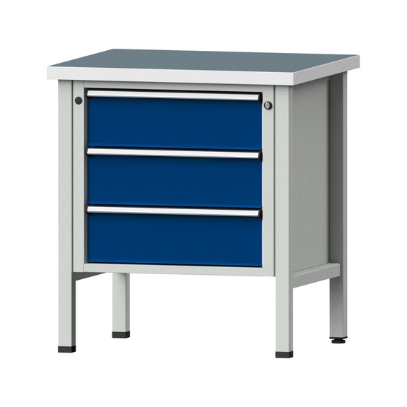 Box workbench V/T-BL 800 mm, model 18, UBP 40 mm, RAL 7035/5010, 890x800x700 - Cabinet workbench 1 block