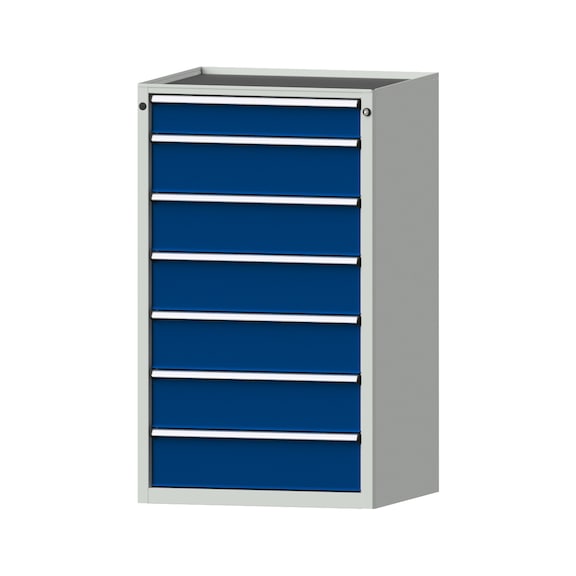 Drawer cabinet V760 model 4001 Storage tray RAL 7035/5010 Height 1280 mm, 200 kg - Cupboard with drawers (storage equipment, workshop)
