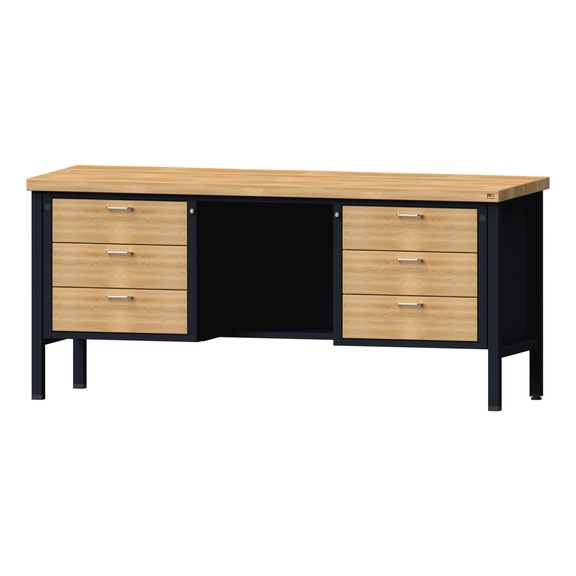 Box workbench V/T-BL 2000 mm, model 320, BMP 50 mm, RAL 7016, 900x2000x700 mm - Cabinet workbench 3 blocks models 146 - 419