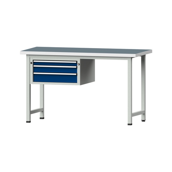 Combination workbench V/T-BL1500/2000 mm Model 502 UBP 40 mm RAL 7035/5010, 890 x 1500 x 700 - Combination workbench 1500 mm models 501 V - 709 V