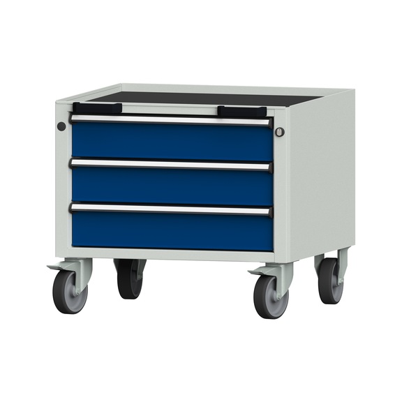 Roll container V/T - BL, model 19, storage tray, RAL 7035/RAL 5010, height 570 mm - Workshop trolley