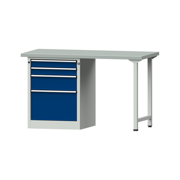 Kombiwerkbank V/T-BL1500/2000 mm Modell 807 ZBP 40mm RAL 7035/5010, 890x1500x700 - Kombiwerkbank V - BL 1500 mm Modelle 801 V - 808 VH