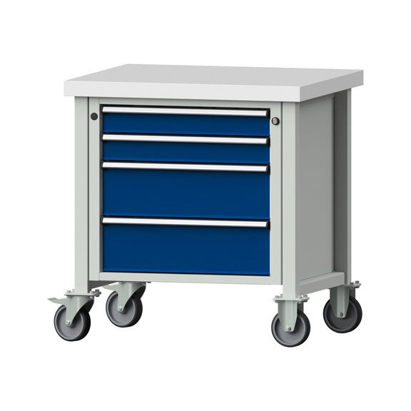 Box workbench V/T-BL 800 mm, model 21, KSP 50 mm, RAL 7035/5010, 850x800x700 - Cabinet workbench 1 block