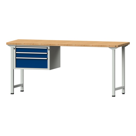 Combination workbench V/T-BL1500/2000 mm Model 623 BMP 40 mm RAL 7035/5010, 890 x 2000 x 700 - Combination workbench 2000 mm models 521 V - 726 V