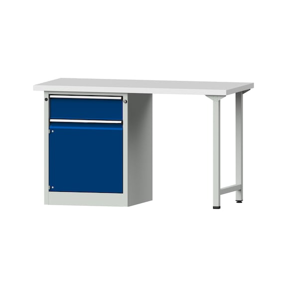 Combination workbench V/T-BL1500/2000 mm Model 801 KSP 40 mm RAL 7035/5010, 890 x 1500 x 700 - Combination workbench 1500 mm models 801 V - 808 VH