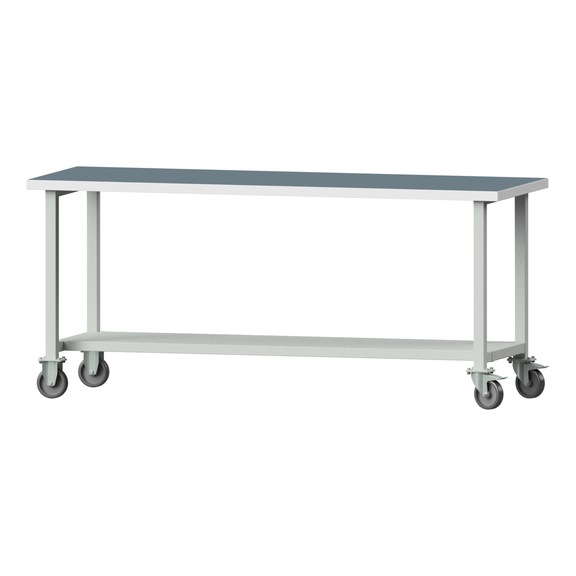 Arbeitstisch, Modell 81, UBP 40 mm, RAL 7035, 890 x 2000 x 700 mm - Arbeitstisch 2000 mm fahrbar
