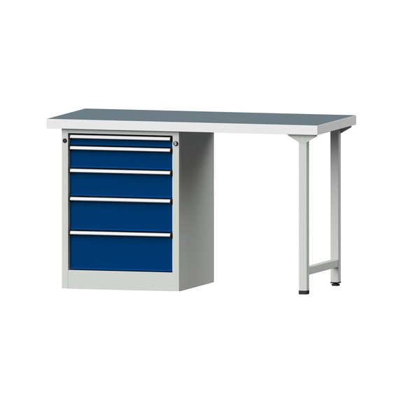 Combination workbench V/T-BL1500/2000 mm Model 809 UBP 50 mm RAL 7035/5010, 900 x 1500 x 700 - Combination workbench 1500 mm models 809 V - 816 V