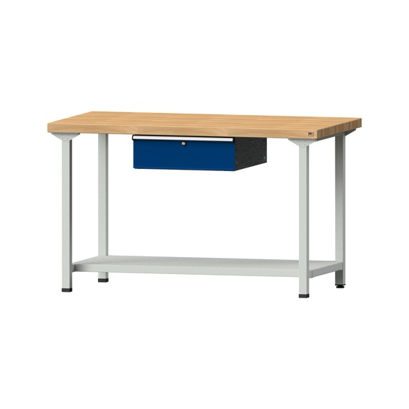 Work table, model 153, BMP 50 mm, RAL 7035/RAL 5010, 900 x 1500 x 800 mm - Working table 1500 mm static