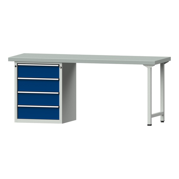 Kombiwerkbank V/T-BL1500/2000 mm Modell 828 ZBP 50mm RAL 7035/5010, 850x2000x700 - Kombiwerkbank V - BL 2000 mm Modelle 821 VH - 850 VH