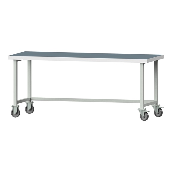 Arbeitstisch, Modell 180, UBP 50 mm, RAL 7035, 850 x 2000 x 800 mm - Arbeitstisch 2000 mm fahrbar