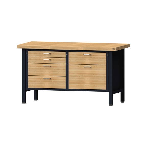 Box workbench V/T-BL 1500 mm, model 216, BMP 50 mm, RAL 7016, 850x1500x700 mm - Cabinet workbench 2 blocks models 216 - 409