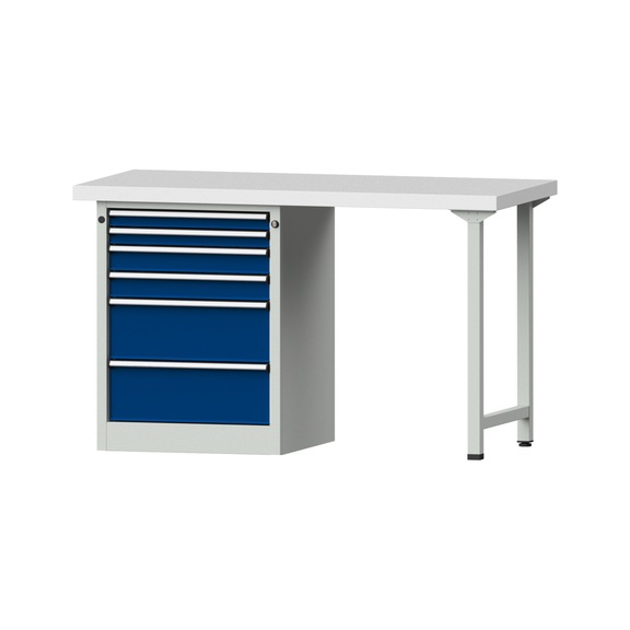 Kombiwerkbank V/T-BL1500/2000 mm Modell 814 KSP 50mm RAL 7035/5010, 900x1500x700 - Kombiwerkbank V - BL 1500 mm Modelle 809 V - 816 V