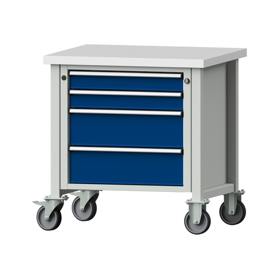 Box workbench V/T-BL 800 mm, model 21, KSP 40 mm, RAL 7035/5010, 840x800x700 - Cabinet workbench 1 block