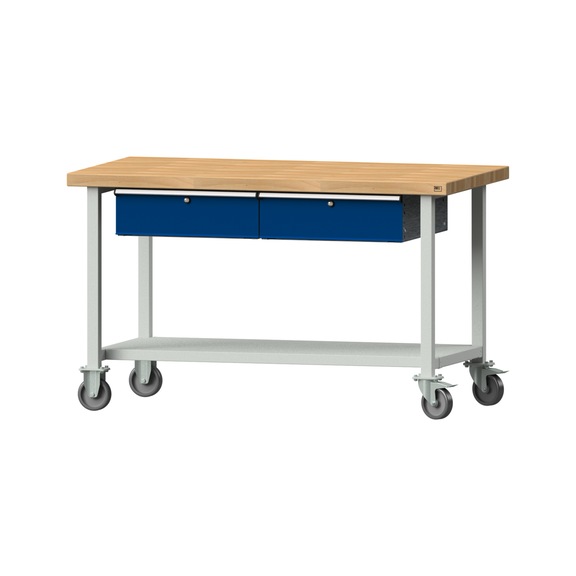 Work table, model 165, BMP 50 mm, RAL 7035/RAL 5010, 900 x 1500 x 800 mm - Working table 1500 mm movable