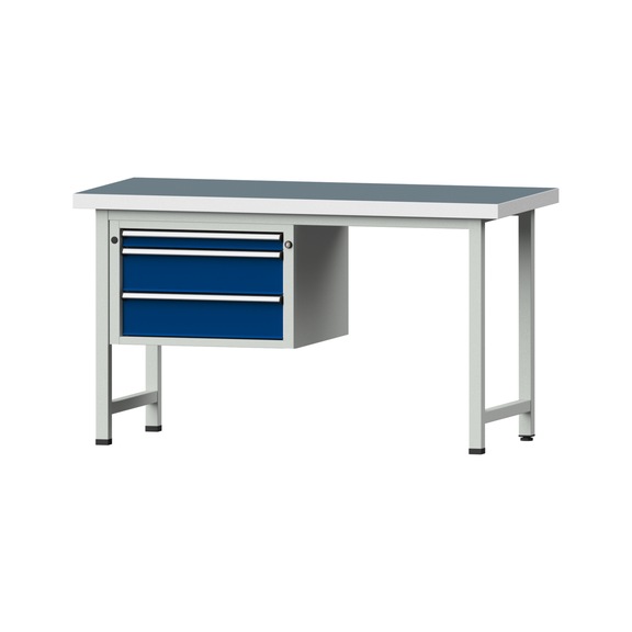 Combination workbench V/T-BL1500/2000 mm Model 602 UBP 50 mm RAL 7035/5010, 850 x 1500 x 700 - Combination workbench 1500 mm models 501 V - 709 V