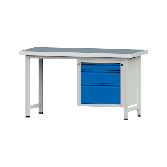 Combination workbench E 1500/2000 mm - 1UB, model 710, UBP 50 mm, RAL 7035/RAL 5012 - Combination workbench E 1500 mm