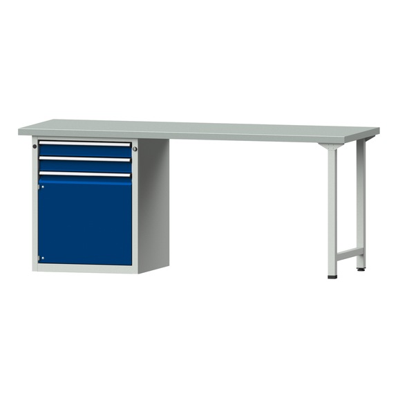 Kombiwerkbank V/T-BL1500/2000 mm Modell 822 ZBP 40mm RAL 7035/5010, 840x2000x700 - Kombiwerkbank V - BL 2000 mm Modelle 821 VH - 850 VH