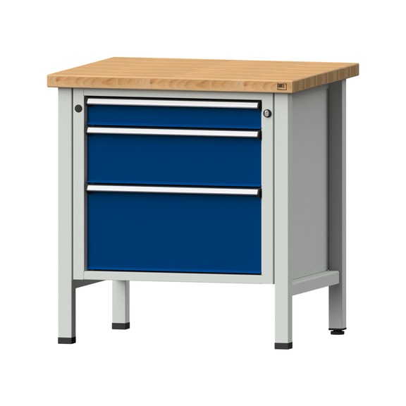 Box workbench V/T-BL 800 mm, model 22, BMP 40 mm, RAL 7035/5010, 840x800x700 - Cabinet workbench 1 block