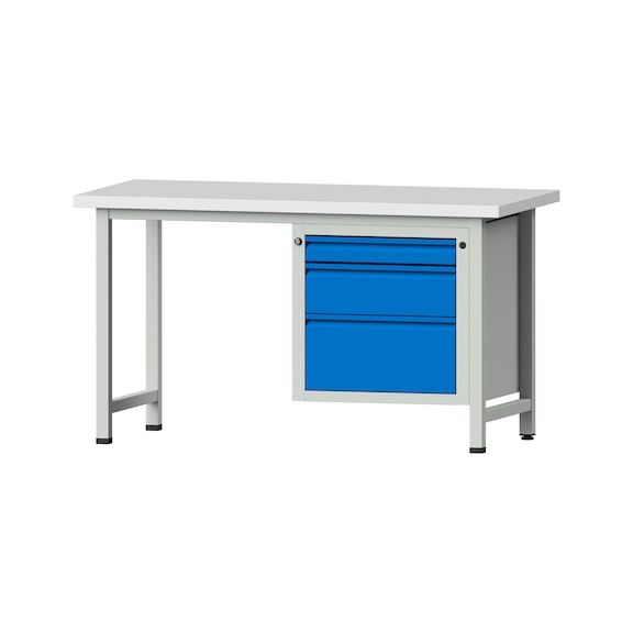 Combination workbench E 1500/2000 mm - 1UB, model 710, KSP 40 mm, RAL 7035/RAL 5012 - Combination workbench E 1500 mm