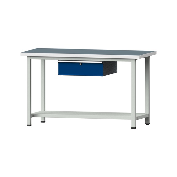 Work table, model 153, UBP 40 mm, RAL 7035/RAL 5010, 890 x 1500 x 800 mm - Working table 1500 mm static