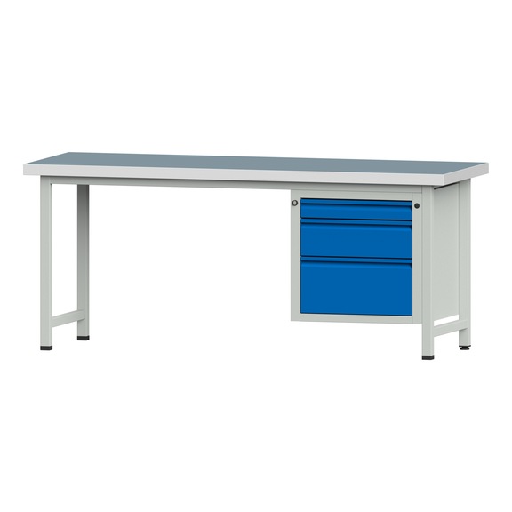 Kombiwerkbank E 1500/2000 mm - 1UB, Modell 730, UBP 50 mm, RAL 7035/RAL 5012 - Kombiwerkbank E 2000 mm