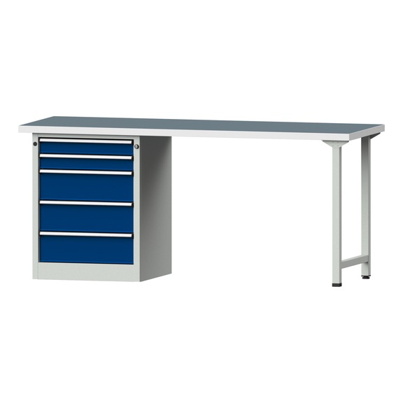 Combination workbench V/T-BL1500/2000 mm Model 830 UBP 40 mm RAL 7035/5010, 890 x 2000 x 700 - Combination workbench 2000 mm models 821 VH - 850 VH