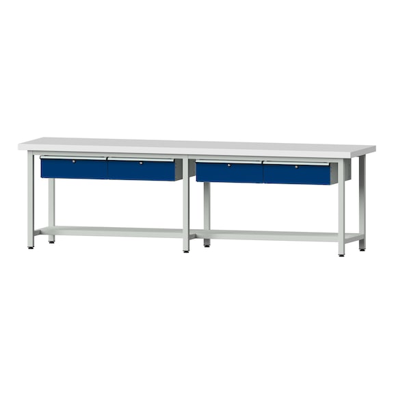 Work table, model 95, KSP 50 mm, RAL 7035/RAL 5010, 850 x 2800 x 700 mm - Working table 2800 mm static