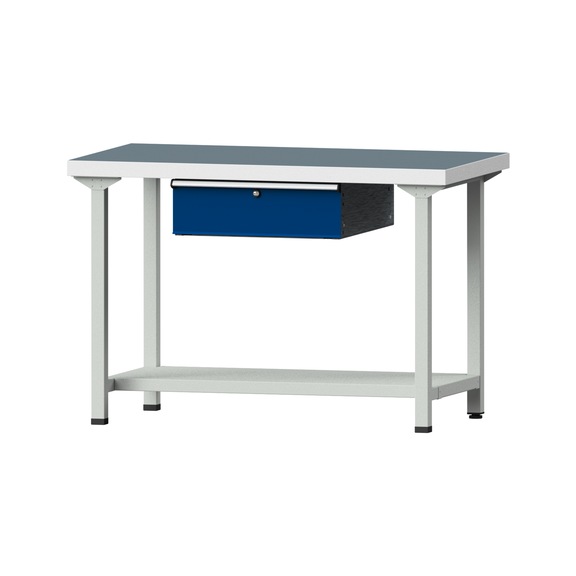 Work table, model 33, UBP 50 mm, RAL 7035/RAL 5010, 850 x 1270 x 700 mm - Working table 1270 mm static