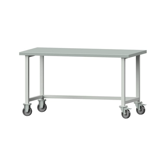 Work table, model 160, ZBP 40 mm, RAL 7035, 840 x 1500 x 800 mm - Working table 1500 mm movable