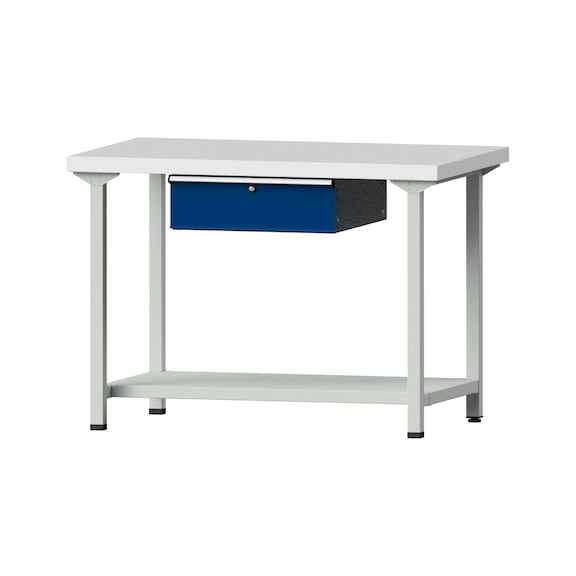Work table, model 133, KSP 50 mm, RAL 7035/RAL 5010, 900 x 1270 x 800 mm - Working table 1270 mm static
