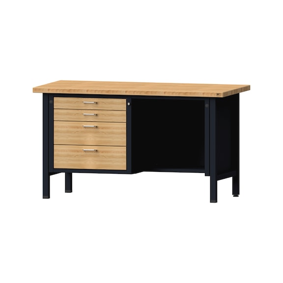 Box workbench V/T-BL 1500 mm, model 334, BMP 40 mm, RAL 7016, 840x1500x700 mm - Cabinet workbench 2 blocks models 216 - 409