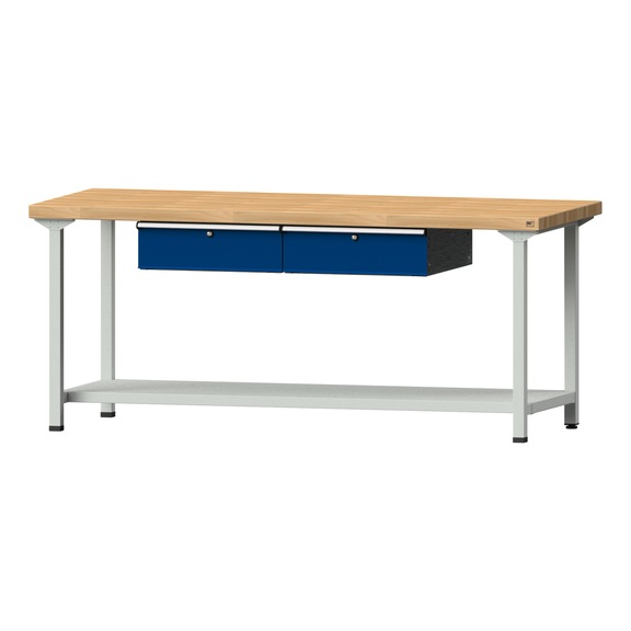 Work table, model 175, BMP 50 mm, RAL 7035/RAL 5010, 850 x 2000 x 800 mm - Working table 2000 mm static