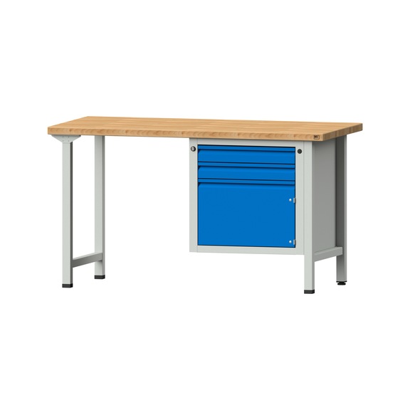 Combination workbench E 1500/2000 mm - 1UB, model 702, BMP 40 mm, RAL 7035/RAL 5012 - Combination workbench E 1500 mm